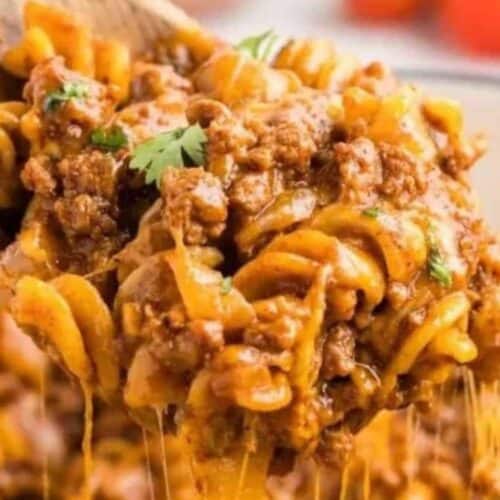 Beef enchilada pasta.