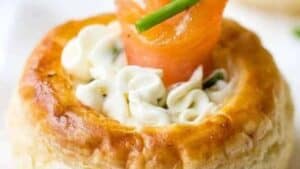 A smoked salmon vol au vent.