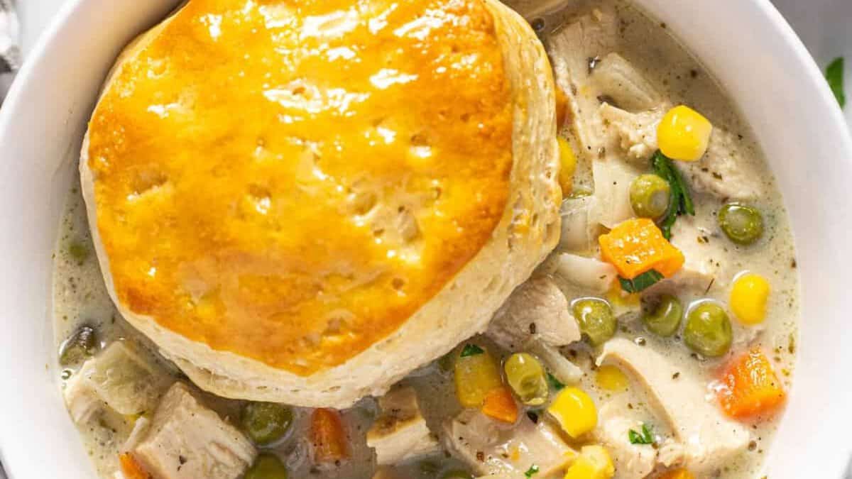 Crock Pot Chicken Pot Pie on a bowl.