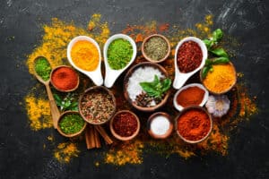 A variety of spices.
