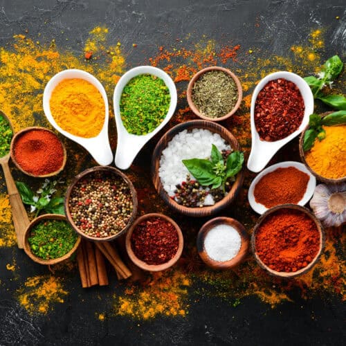 A variety of spices.