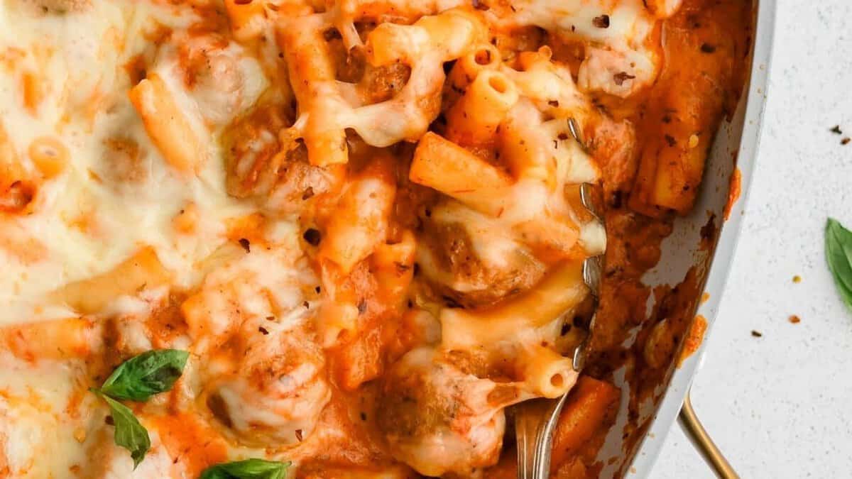 Meatball casserole served on a dish.