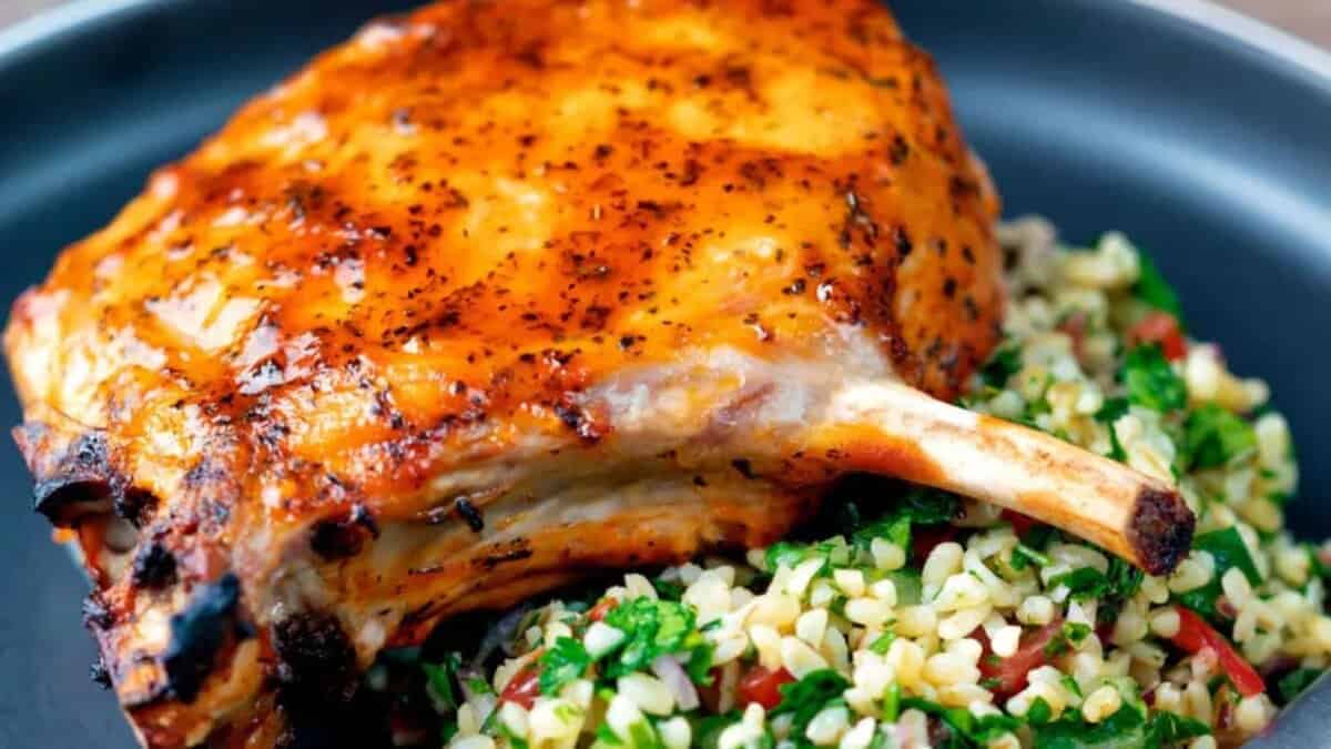 Harissa baked pork chops.