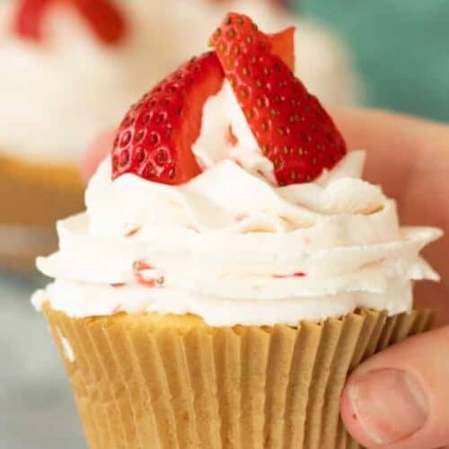 Strawberry filled cupcake.