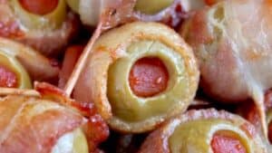 Bacon wrapped olives.