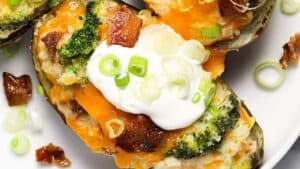 Broccoli cheddar baked potatoes.