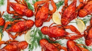 Crawfish with lemon and dill.