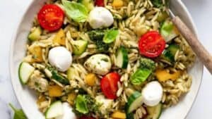 Orzo pesto salad.