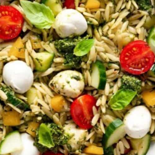 Orzo pesto salad.
