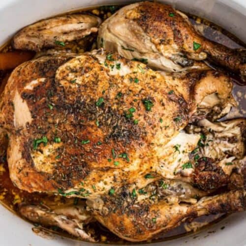Whole chicken in slow cooker.