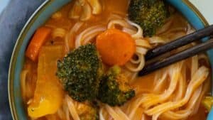 Spicy chicken noodle soup.