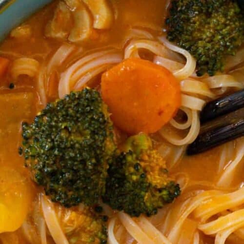 Spicy chicken noodle soup.