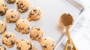 Cookies shaped with a cookie dough scoop.