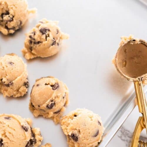Cookies shaped with a cookie dough scoop.