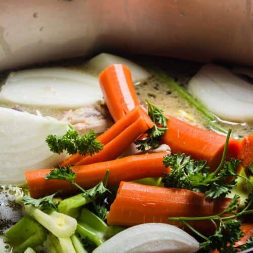 Making homemade broth.