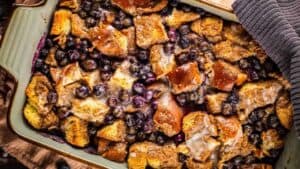 Blueberry french toast casserole.