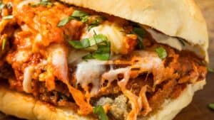 A chicken parm sandwich.