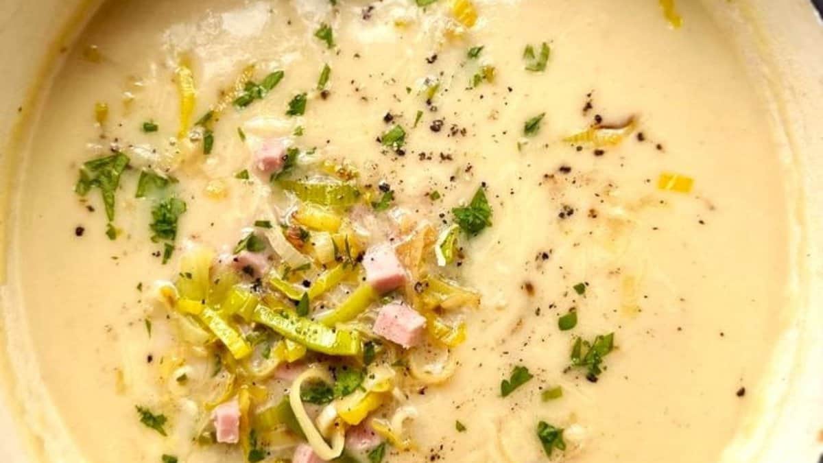 Creamy Leek, Ham & Potato Soup.