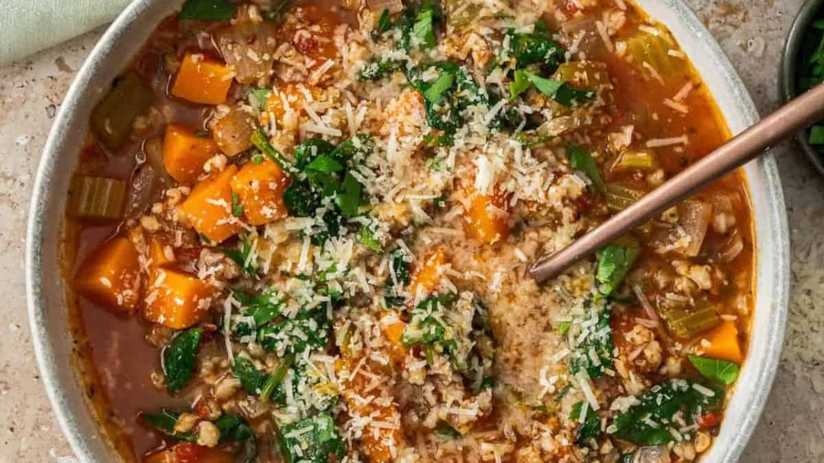 Mediterranean Barley and Vegetable Soup.