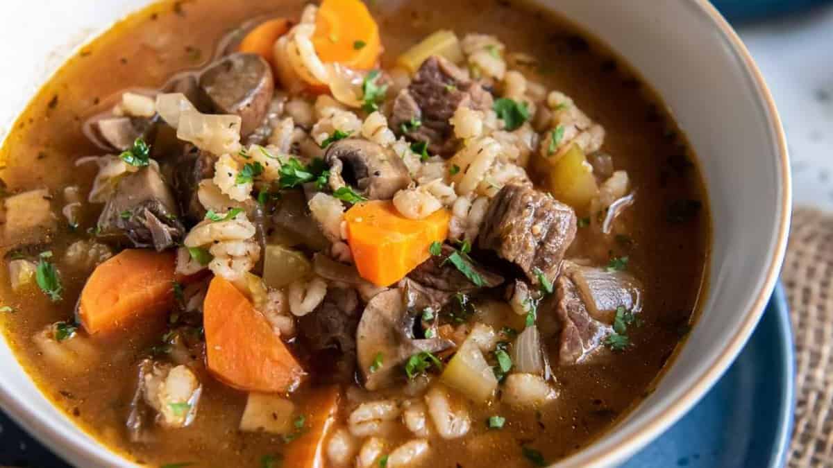 Slow Cooker Beef Barley Soup.