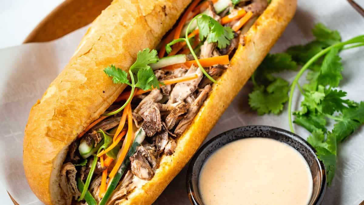 Slow Cooker Vietnamese Pulled Pork Banh Mi.