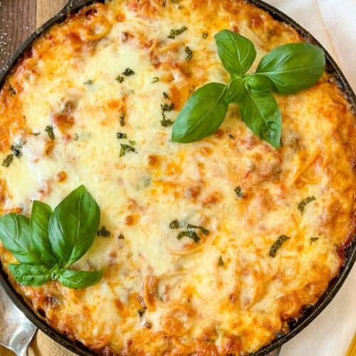 Baked spaghetti casserole.