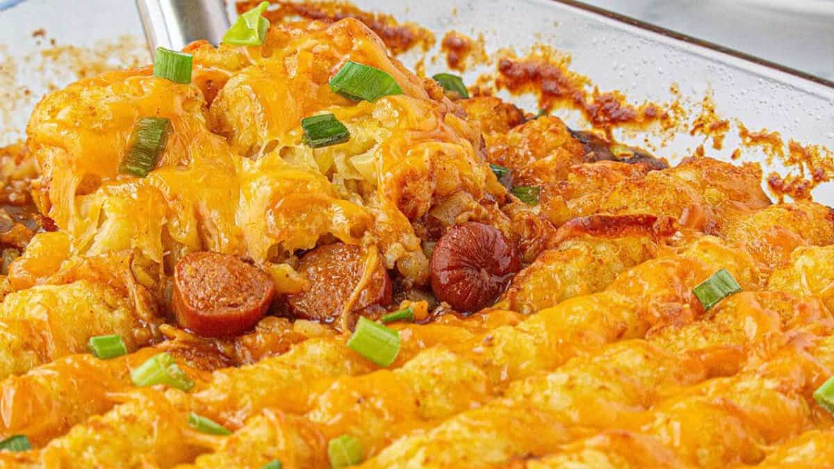 Chili Dog Tater Tot Casserole.