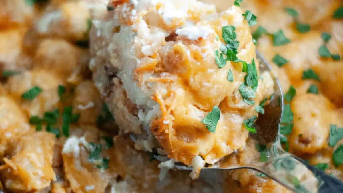 Crockpot Chicken Bacon & Ranch Tater Tot Casserole.