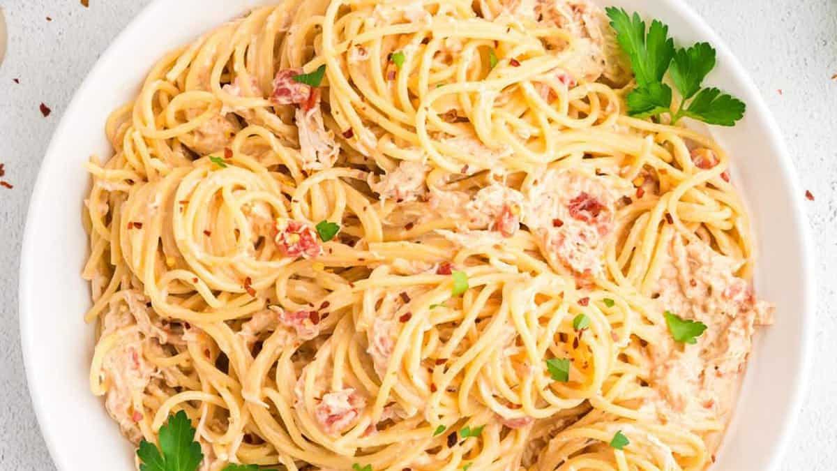 Crockpot Chicken Spaghetti.