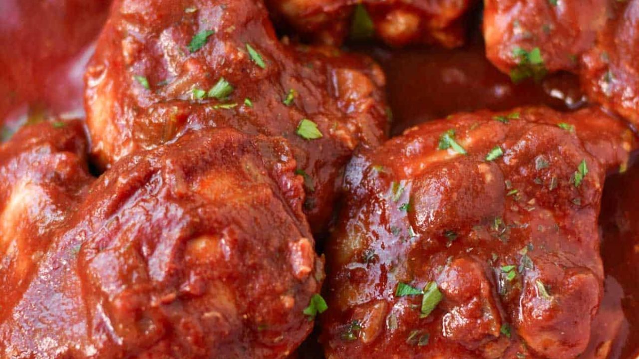 Slow Cooker BBQ Chicken Thighs.