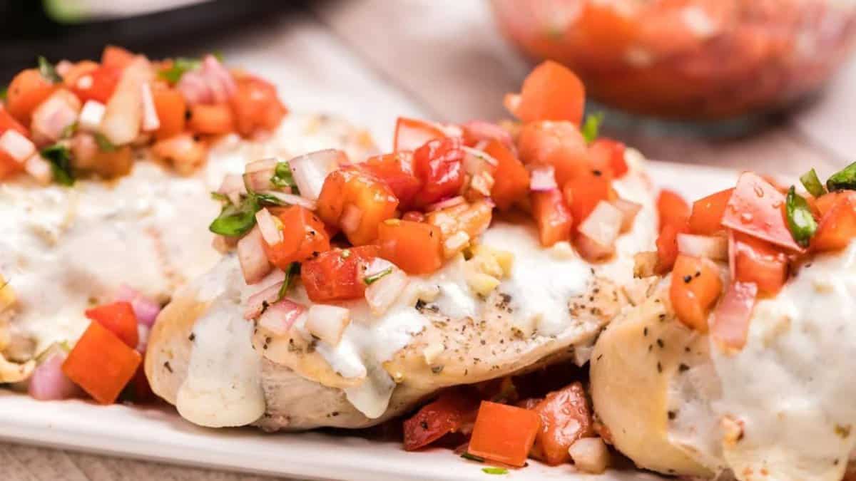 Slow Cooker Bruschetta Chicken.