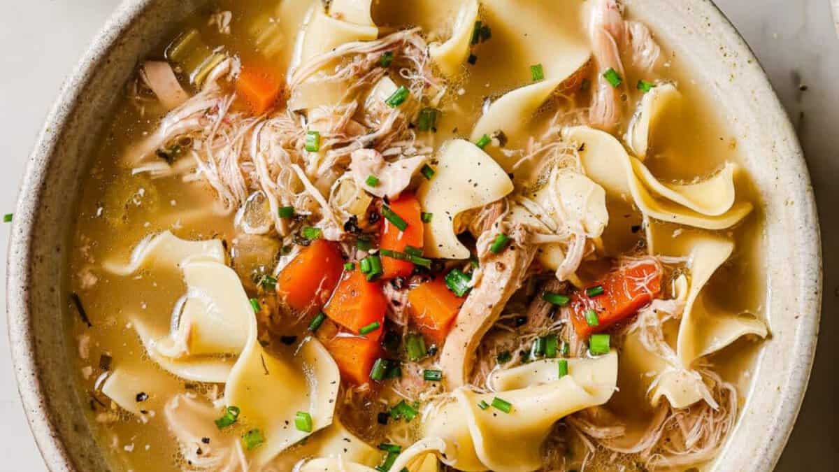 Slow Cooker Chicken Noodles Soup.