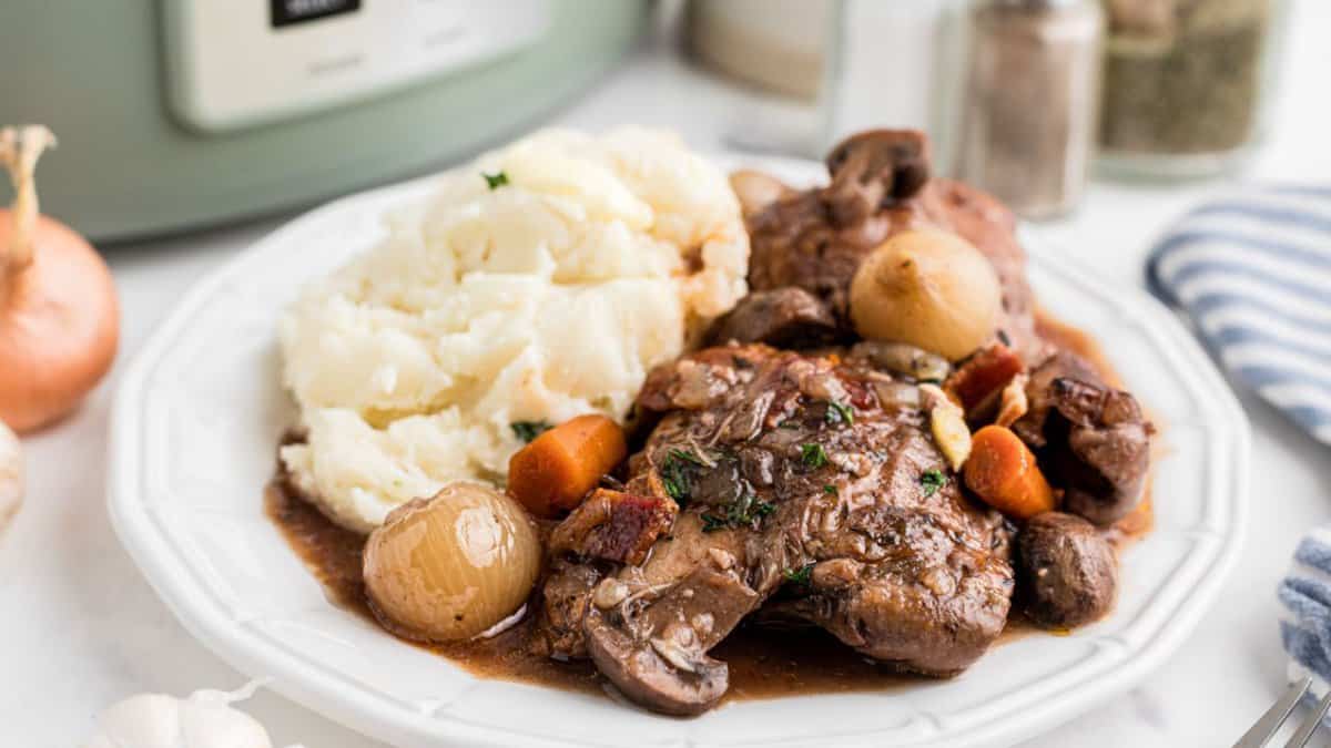 Slow Cooker Coq Au Vin.