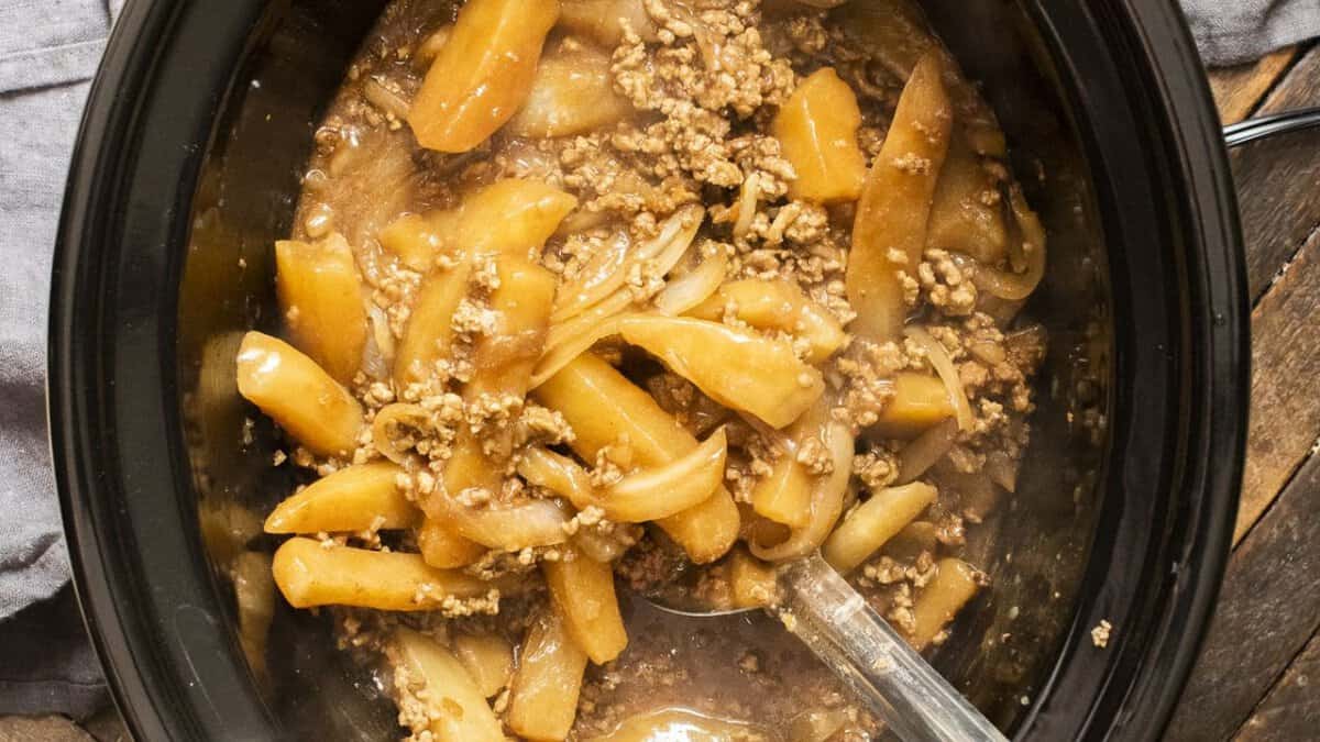 Slow Cooker Hamburger Potato Casserole.