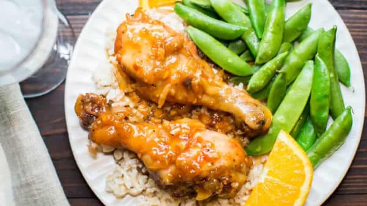 Slow Cooker Orange Chicken Drumsticks.