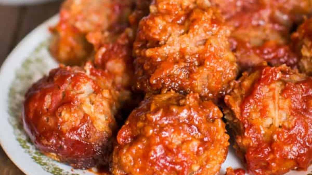 Slow Cooker Porcupine Meatballs in Tangy Sauce.