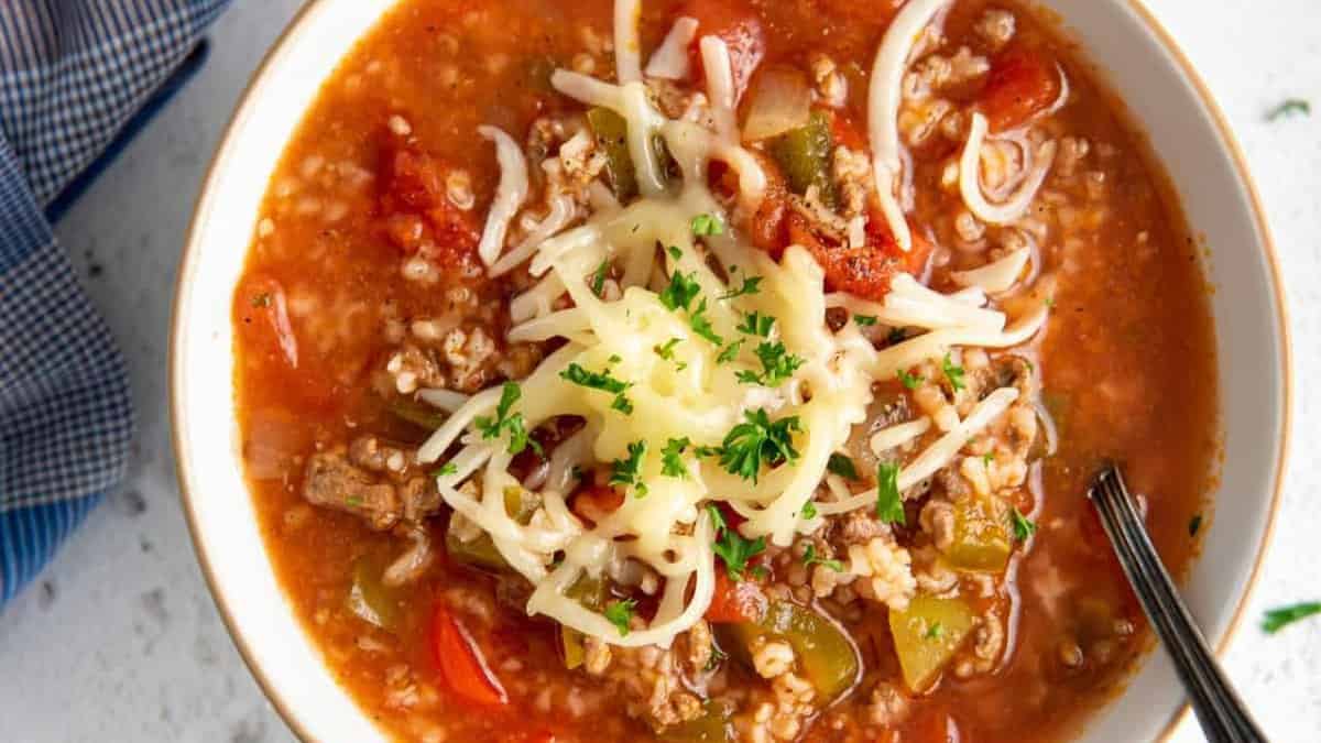 Slow Cooker Stuffed Pepper Soup.