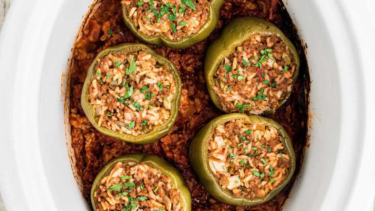 Slow Cooker Stuffed Peppers.