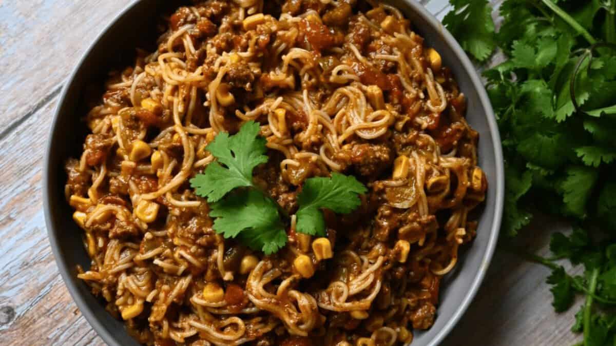 Slow Cooker Taco Beef Ramen.