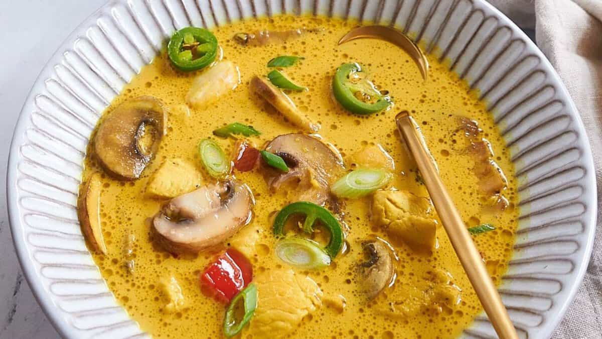 Slow Cooker Thai Curried Chicken Soup.