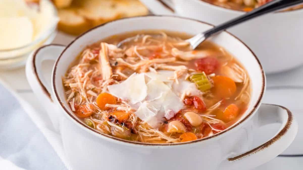 Slow Cooker Tuscan White Bean Soup.