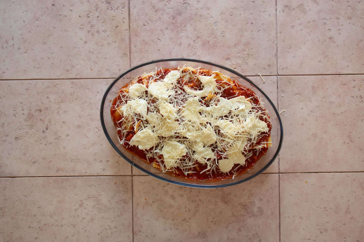 Ravioli bake before baking.