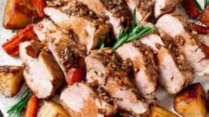 Sheet pan roast pork tenderloin.