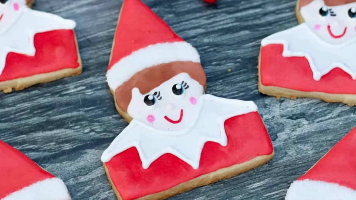 Adorable Elf on the Shelf Cookies.