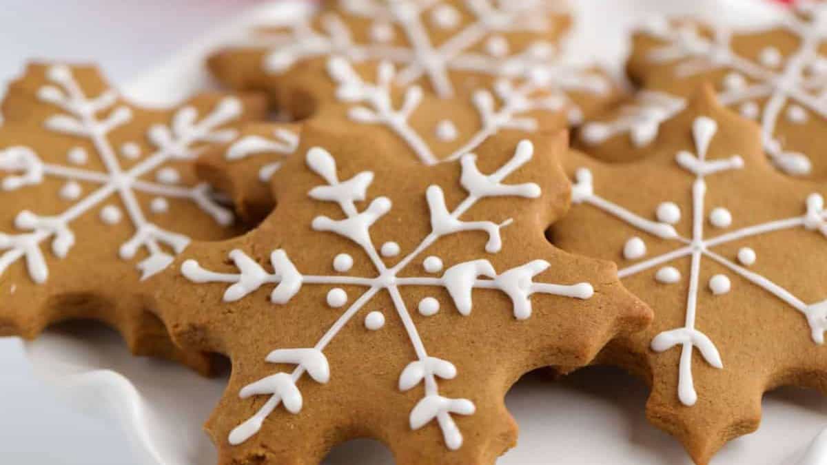 Gingerbread Snowflake Cookies.