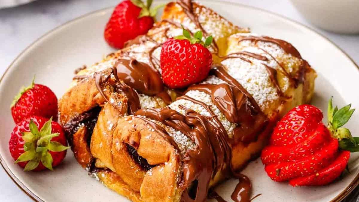 Nutella French Toast Casserole on a plate.