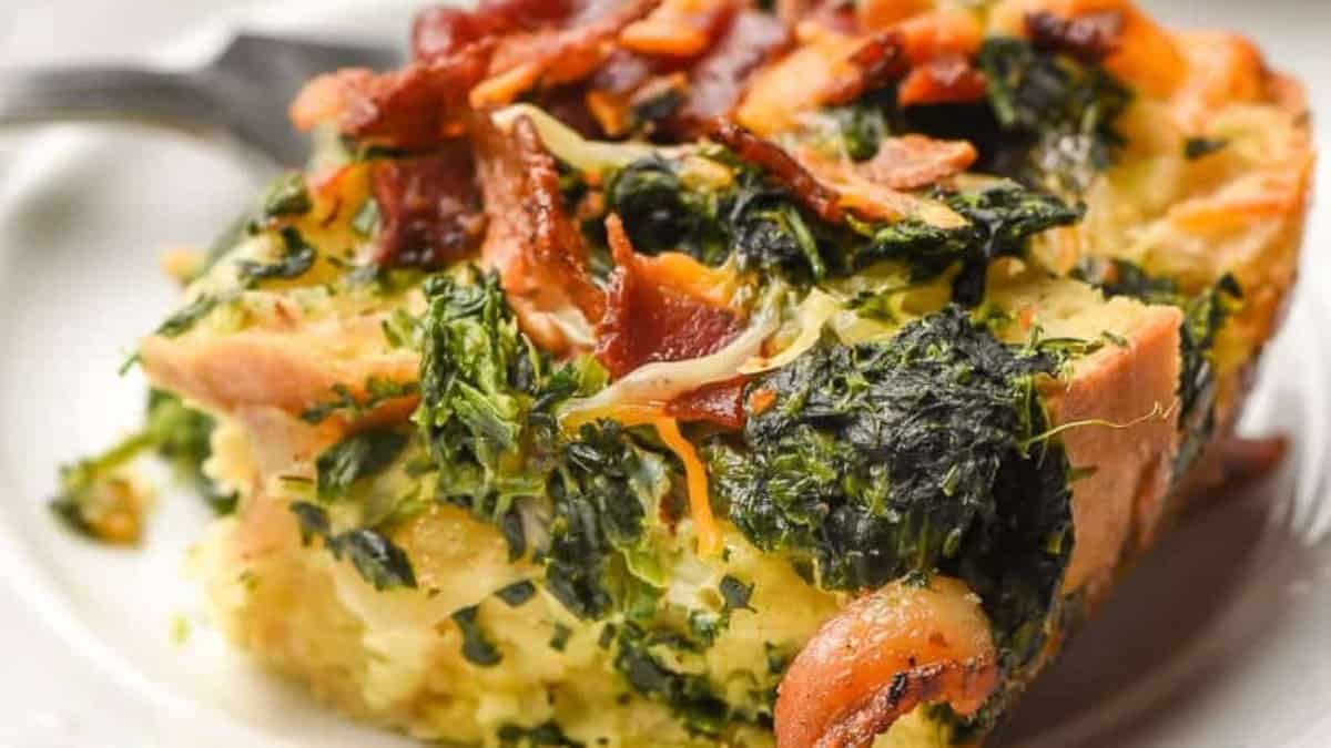 Overnight Breakfast Casserole with Bacon.