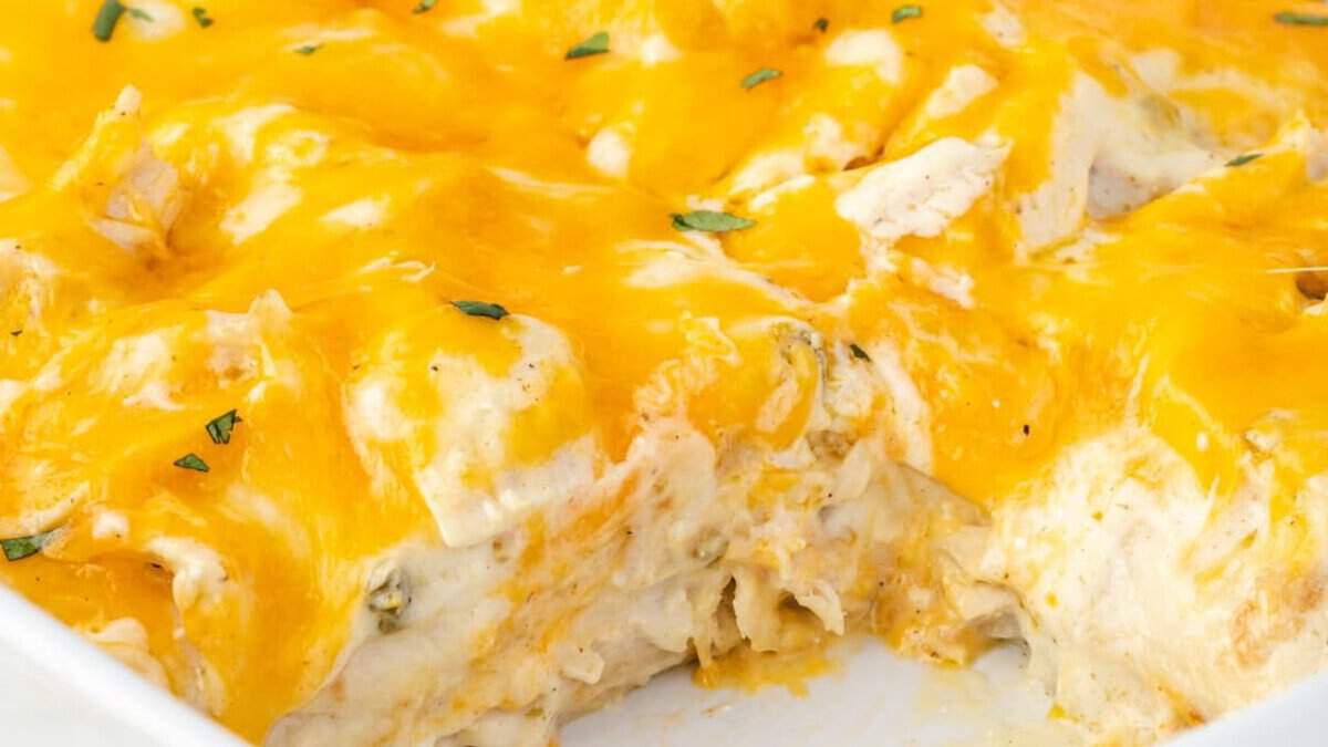 Sour Cream Chicken Enchilada Casserole.