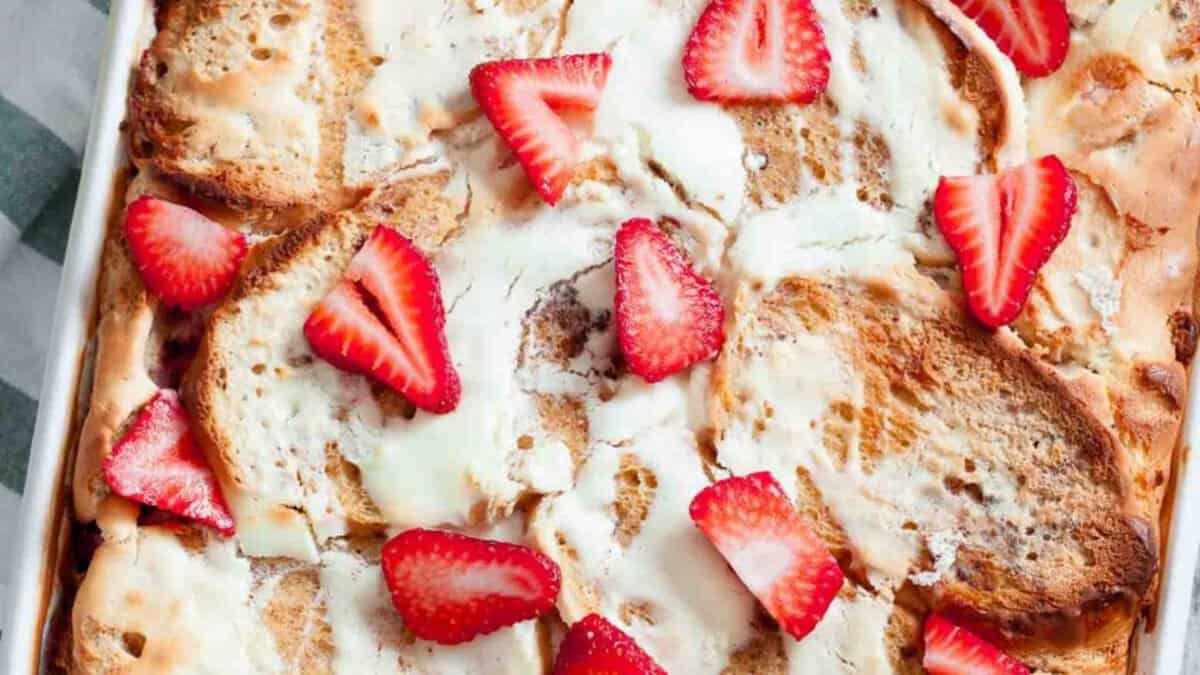 Strawberry Cream Cheese French Toast Bake.