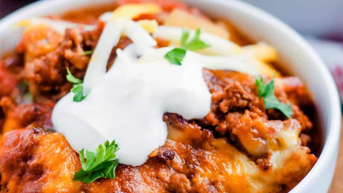 Taco Potato Casserole with Ground Beef.